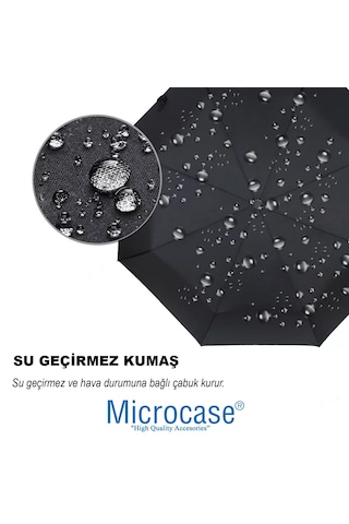 Microcase Unisex16 Telli Rüzgara Dayanıklı Su Geçirmez Baston Şemsiye