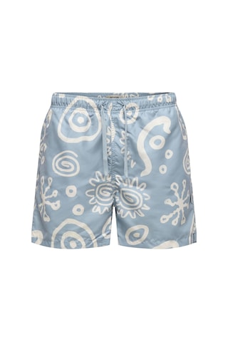 Only & Sons Onsprınt Erkek Deniz Şortu Desenli Rahat Yazlık Regular Fit Mavi
