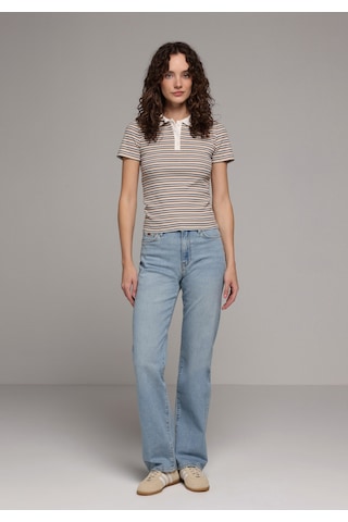 Colin's Colins Slim Fit Polo Yaka Çizgili Kadın Yeşil Kısa Kol Tişört Cl1078875 Q1.v1 Grn