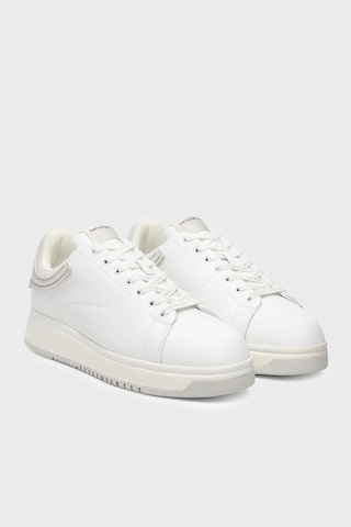 Emporio Armani Deri Logolu Sneaker Ayakkabı Erkek Ayakkabı Em003663 Af18212 M0459 Beyaz-buz Mavi