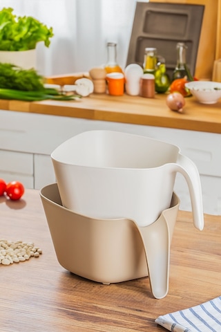 Porsima G-575 2 Parça Çok Amaçlı Plastik Süzgeç Bej Beyaz