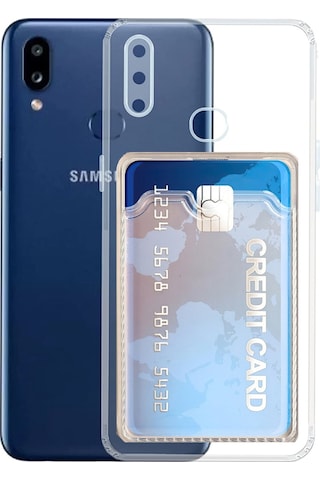 Kvy Samsung Galaxy Uyumlu A10s Kamera Korumalı Kartlıklı Setra Şeffaf Silikon Kılıf
