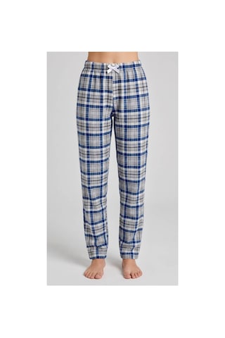 Yasar Underwear Kadın Ekose Pijama Altı Lastikli Bel Kurdele Detaylı Rahat Kesim Gri,lacivert Gri,lacivert