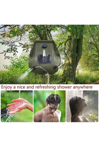 Gajeena 20l Dışarıda Kullanıma Uygun Güneşle Isıtılan Şişme Duş Çantası, Sıcaklık Gösterici İle Taşınabilir Kamp Duş Çantası Mavi Mavi