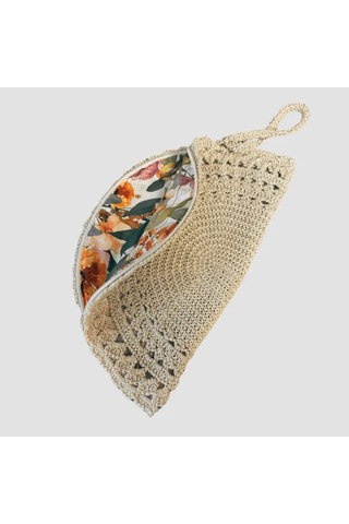 Uretti - Sefa 4419 - El Yapımı Makrome İp Clutch Çanta - Bej Bej