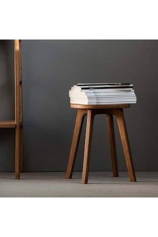 Woodesk Ihlamur, Ahşap Tabure, 32x41 Cm 1 Adet Ceviz Renk