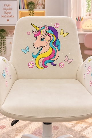 Unicorn Kids Çalışma Koltuğu Krem