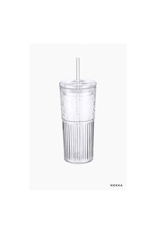 Borosilikat Kapaklı Pipetli Bardak, Kahve Bardağı, Isı Dayanıklı 600 Ml Renksiz
