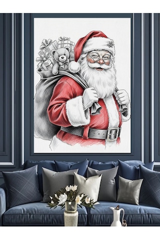 Ahşap Tablo Noel Baba Hediye Çuvalı