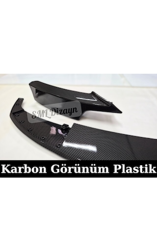 Bmw F30 Karbon Ön Lip Ek 2012-2018 3 Parça Plastik M Tampon Uyumlu
