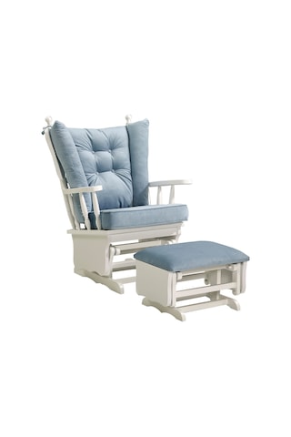 Meltem Kids Sallanır Emzirme Dinlenme Koltuğu Sallanan Sandalye Sallanan Koltuk + Markiz (Beyaz-Soft Mavi 3020)
