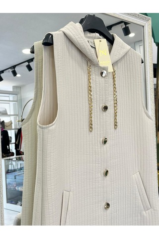 Nurgün Kapitone Yelek - Taş - 46 Taş