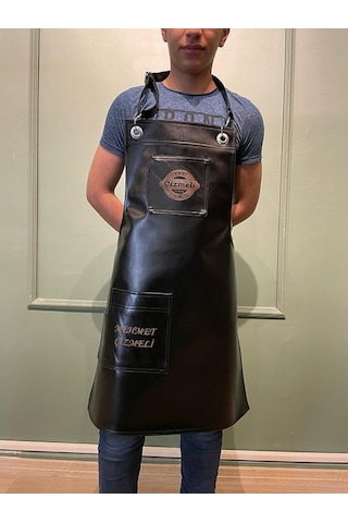 Deri Cepli Cafe Restoran Kasap Önlüğü Askılı Trend Önlük Modeli