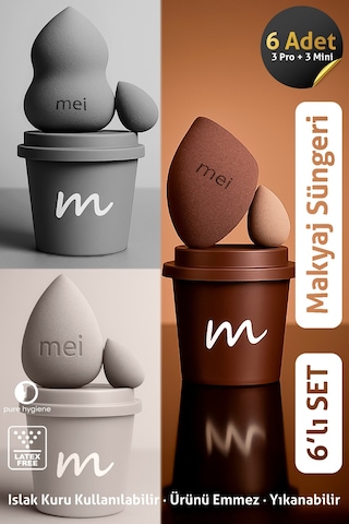 Makyaj Süngeri Fondöten Emmeyen Sponge 3lü Set 3 Pro 3 Mini Coffee Cup Hijyenik Dark