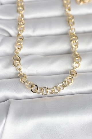 Ceylan Adam Cm 14k Gold Renk Kalın Halka Zincirli 60 Cm Kadın Kolye Çok Renkli