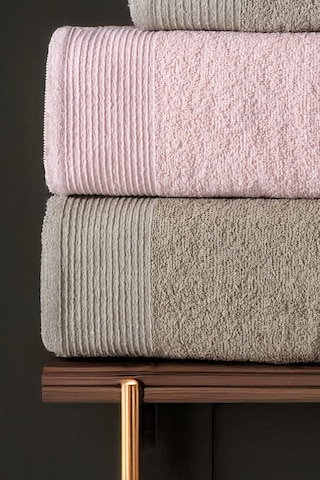 4'lü Hamam Takımı Banyo Havlu Seti 2 Adet 50x90 + 2 Adet 70x140 %100 Pamuk Yumuşak Havlu Kahve - Pudra