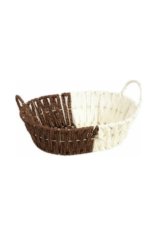 Hasır Oval Ekmek Sepeti Kahve - Krem