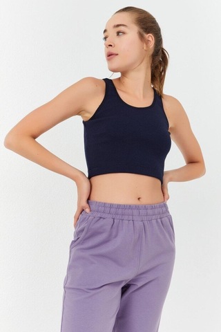 Basic U Yaka 5li Paket Kadın Crop Top Atlet - 97160 Siyah - Krem