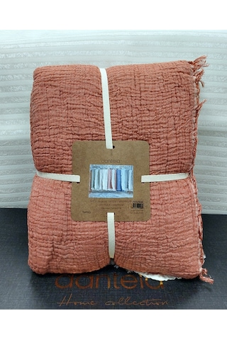 Dantela Fiona Brick Müslin Pamuk Anti-alerjik Çift Kişilik Yatak Örtüsü 240x260 Kiremit