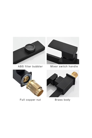 Boheme Mat Siyah Kare Mutfak Bataryası Fleko Siyah