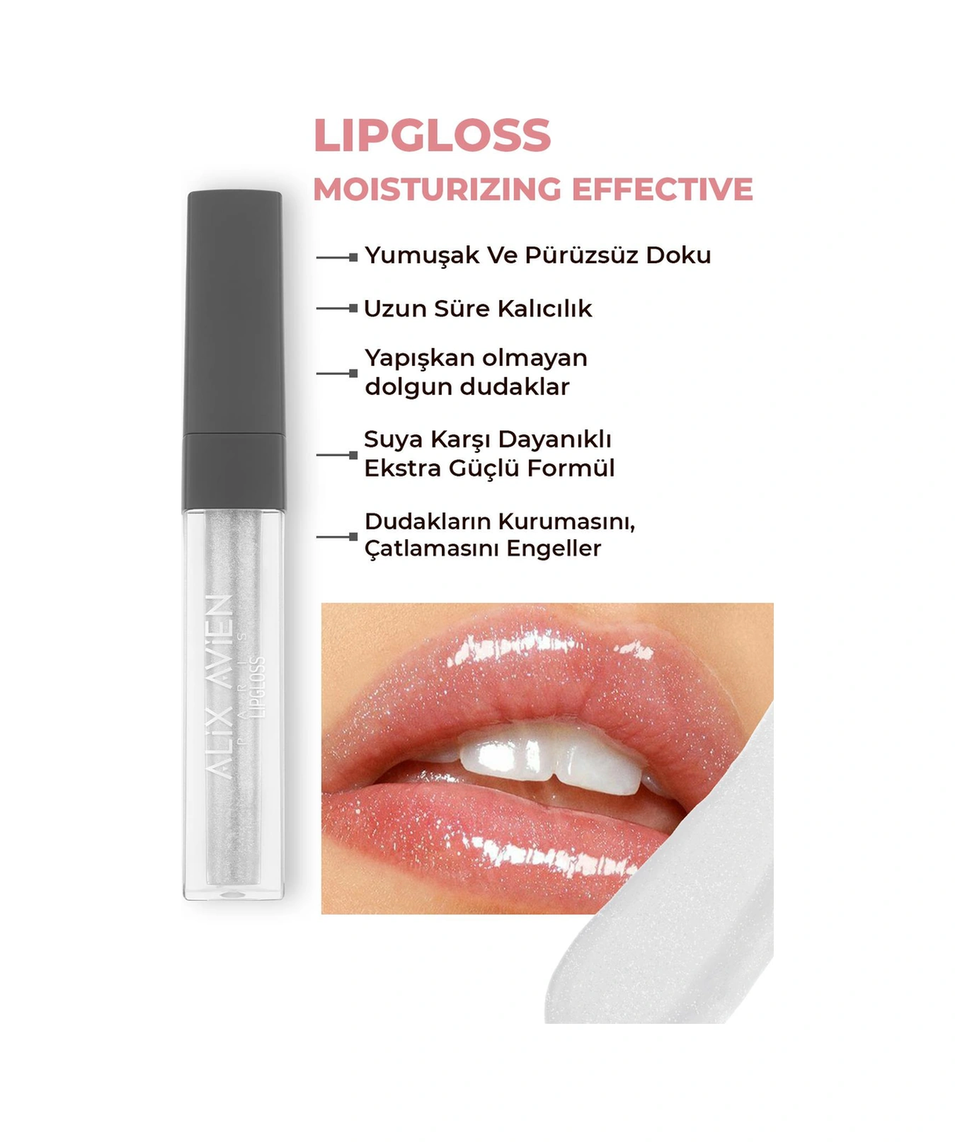 Alix Avien Uzun Süre Kalıcı Yapışkan His Bırakmayan Nemlendirici Dudak Parlatıcısı Lipgloss 13 Diamond Burst