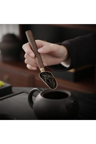 Ximistore9 Ahşap Saplı Ölçü Kaşığı - Çay, Kahve Ve Baharat İçin Tam Ölçüm, Tekli Paket Siyah