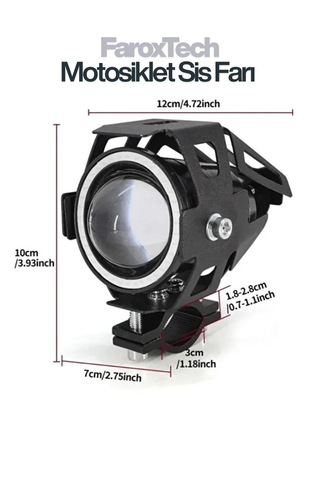 Motosiklet Sis Farı Lensli Projeksiyon Led, Halo Halkalı, Suya Dayanıklı, Evrensel Kelepçe