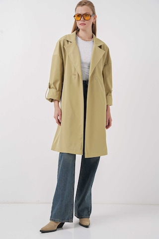 Gabria Kol Katlamalı Bel Bağlamalı Trenchcoat Yeşil