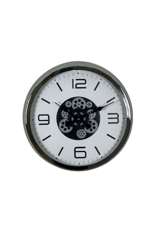 Krom Modern 60 Cm Çarklı Duvar Saati Çok Renkli