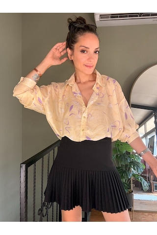 Ali Butik Sarı Desenli Rahat Kalıp Gömlek