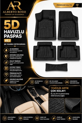 Volkswagen Taigo 2024-2025 Model Uyumlu Alpinex Siyah 5d Havuzlu Paspas Yumuşak Kaymaz Taban