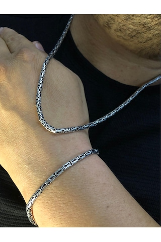 Erkek Gümüş Set - 3.5mm Yuvarlak Kral Model Işıklı Kutuda Sevgi