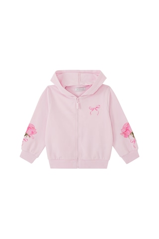 Monnalisa Çiçek Desenli Kapüşonlu Sweatshirt Pembe