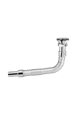 Klasik Standart Lavabo Evye Sifonu Uzun Plastik Körüklü Kıvrılabilir 33-80 Cm Uzayabilir Krom Renk Genel