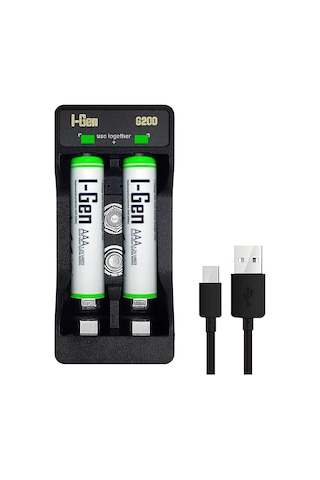 I-gen Batteries G265 2 Li Aa/aaa/9v Pil Şarj Aleti + 2 Adet Aaa 650 Mah 1.2 V Ni-mh Şarjlı İnce Kalem Pil Seti