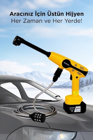 Torima D-015 Sarı Akülü Şarjlı Yüksek Basınçlı Oto Araba Bahçe Yıkama,temizleme Su Tabancası