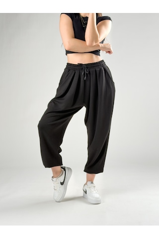 Cocopelli Pileli Siyah Kadın Jogger Pantolon Coc2849 Siyah
