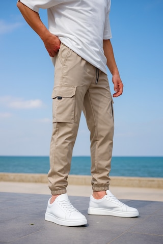 Kargo Cepli Paraşüt Kumaş Bej Renk Erkek Pantolon-1816 Bej