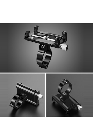 Gub G-81 Alüminyum Bisiklet Telefon Tutucu Ayarlanabilir 3.0-6.8 Inç Akıllı Telefon Için Montaj Standı - Siyah