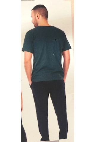 Sude Erkek Yeşil Siyah Cepli Penye Pijama Takımı Yeşil - Lacivert