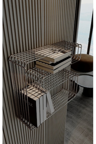 Paslanmaz Metal Duvar Rafı Kitaplık Banyo Düzenleyici Kıvrımlı Tel Kitaplık Ve Mutfak Rafı Gümüş