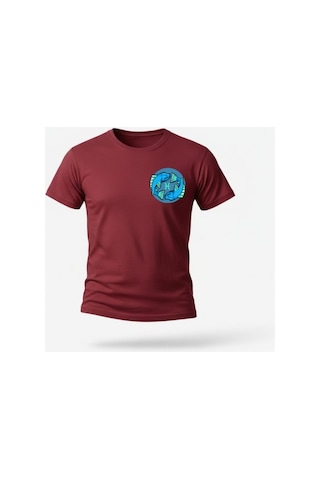Urbantrendstore Unisex Balık Burcu Oversize Fit Rahat Geniş Salaş T-shirt Günlük Tişört Bordo