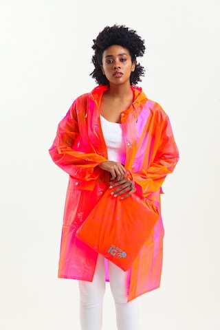 Glow Collection Neon Pembe Kadın Yağmurluk - Çantası İle 001