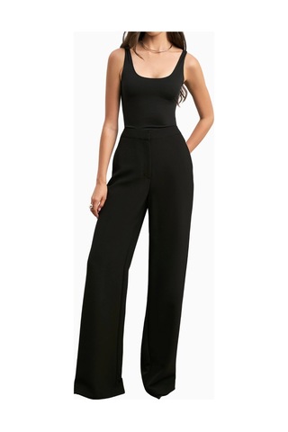 Because Of Alice Effortless Wide Leg Trousers Geniş Paça Dökümlü Kadın Pantolon Siyah