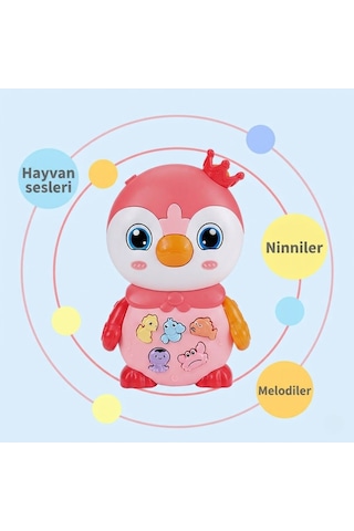 Müzikli Ve Işıklı Penguen İnteraktif Bebek Oyuncağı 10 Melodi 5 Hayvan Sesi
