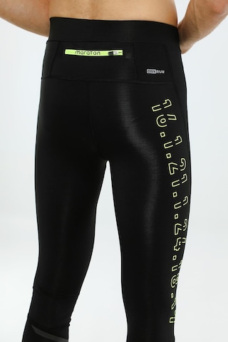 Maraton Sportswear Slimfit Erkek Basic Siyah-neonsarı Tayt 20100-siyah-neonsarı
