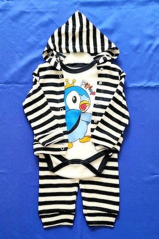 Penguen Desen 3 Lü Çocuk Takım-mavi Mavi