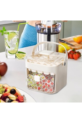 Padalink 48 Bölmeli Tekrarlı Kullanım Buz Kalıbı, Anti Yapışkan Pp Malzeme, Ev/bar/kamp İçin Taşınabilir Buzluk Seti - Beyaz Beyaz