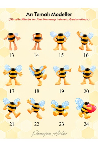 Pamuğum Atelier 12 Adet Kişiye Özel Fotoğraflı Arı Temalı Cupcake Süsü Bebek, Çocuk Doğum Günü Pasta Süsü