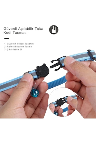 Etashop Airtag Uyumlu Reflektif Kedi Tasması Zilli Ayarlanabilir Kedi Boyun Tasması 22-32 Cm Pembe